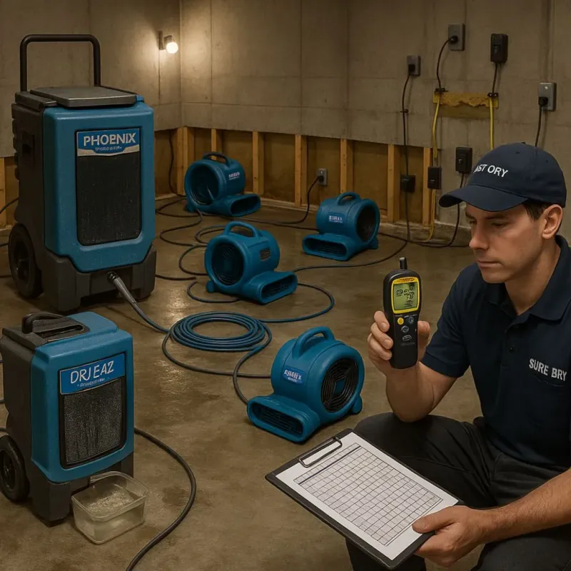 Structural Drying and Dehumidification process in Wood County, TX